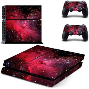 Whole Body Vinyl Skin Sticker Decal Cover for PS4 Console and 2PCS Controllers Skins Wine red Nebula