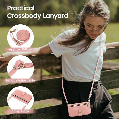 ZCDAYE لهاتف iPhone 16 Pro حافظة محفظة مع حزام، حافظة iPhone 16 Pro Crossbody مع حامل بطاقة للنساء، غطاء قلاب بحزام معصم جلدي بسحاب لهاتف iPhone 16 Pro 6.3 بوصة، أسود in Kuwait