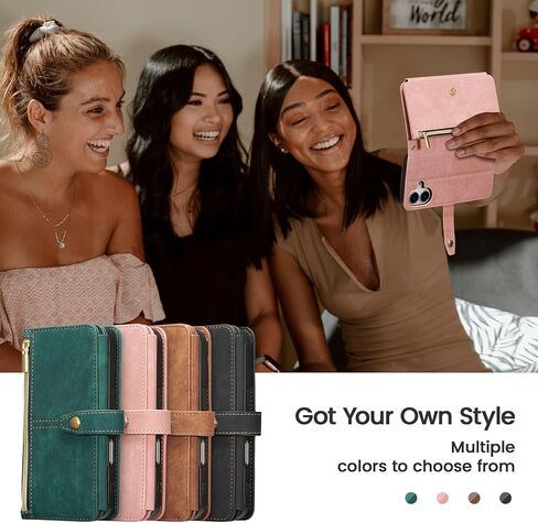 ZCDAYE لهاتف iPhone 16 Pro حافظة محفظة مع حزام، حافظة iPhone 16 Pro Crossbody مع حامل بطاقة للنساء، غطاء قلاب بحزام معصم جلدي بسحاب لهاتف iPhone 16 Pro 6.3 بوصة، أسود in Kuwait