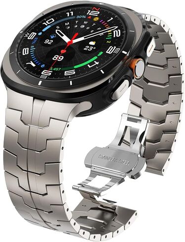 WINGLE Metal Bands for Galaxy Watch 8/8 Classic Band Samsung Galaxy Watch 8 Band 44mm 40mm 46mm Men Rugged Durable Armor Stainless Steel Strap Classy Elegant Casual Business Link Bracelet, Titanium in Saudi Arabia