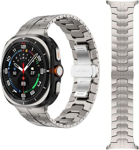WINGLE Metal Bands for Galaxy Watch 8/8 Classic Band Samsung Galaxy Watch 8 Band 44mm 40mm 46mm Men Rugged Durable Armor Stainless Steel Strap Classy Elegant Casual Business Link Bracelet, Titanium in Saudi Arabia