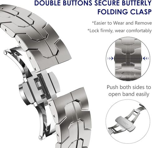 WINGLE Metal Bands for Galaxy Watch 8/8 Classic Band Samsung Galaxy Watch 8 Band 44mm 40mm 46mm Men Rugged Durable Armor Stainless Steel Strap Classy Elegant Casual Business Link Bracelet, Titanium in Saudi Arabia