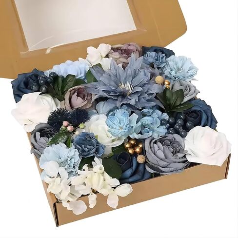 Sunook Artificial Flowers 41pcs Rose Silk Flower Realistic Roses Bouquet Box Set Real Looking Foam Fake Roses Wedding Bouquets White Home Decor Bridal Decoration Party Arrangements in Saudi Arabia