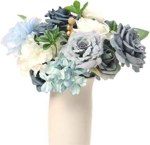 Sunook Artificial Flowers 41pcs Rose Silk Flower Realistic Roses Bouquet Box Set Real Looking Foam Fake Roses Wedding Bouquets White Home Decor Bridal Decoration Party Arrangements in Saudi Arabia