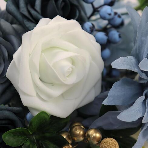 Sunook Artificial Flowers 41pcs Rose Silk Flower Realistic Roses Bouquet Box Set Real Looking Foam Fake Roses Wedding Bouquets White Home Decor Bridal Decoration Party Arrangements in Saudi Arabia