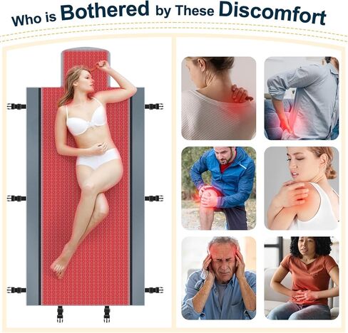 العلاج بالضوء الأحمر للجسم - بساط العلاج بالضوء الأحمر لكامل الجسم، 71.0x33.22 بوصة، 2570 قطعة 660 نانومتر و850 نانومتر، مصمم للعلاج بالضوء الأحمر لكامل الجسم للحصول على تجربة راحة أكثر اكتمالاً (أسود) in Kuwait