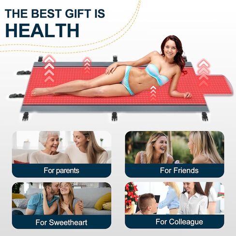 العلاج بالضوء الأحمر للجسم - بساط العلاج بالضوء الأحمر لكامل الجسم، 71.0x33.22 بوصة، 2570 قطعة 660 نانومتر و850 نانومتر، مصمم للعلاج بالضوء الأحمر لكامل الجسم للحصول على تجربة راحة أكثر اكتمالاً (أسود) in Kuwait