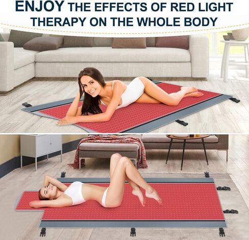 العلاج بالضوء الأحمر للجسم - بساط العلاج بالضوء الأحمر لكامل الجسم، 71.0x33.22 بوصة، 2570 قطعة 660 نانومتر و850 نانومتر، مصمم للعلاج بالضوء الأحمر لكامل الجسم للحصول على تجربة راحة أكثر اكتمالاً (أسود) in Kuwait