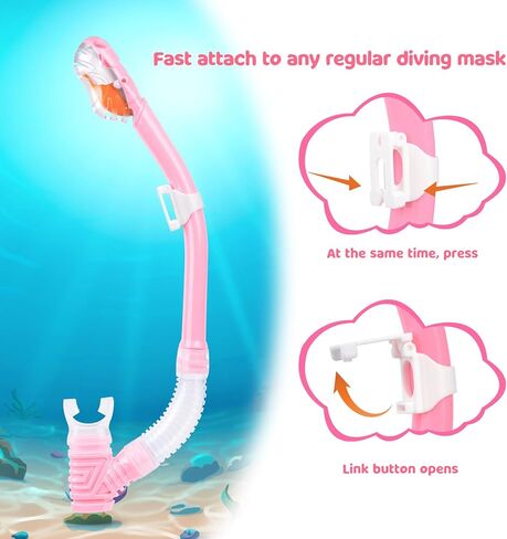 Dry Snorkel for Kids, Ultimate Snorkel Tube for Snorkeling, Freediving & Swimming, Easy-Breath Technology, Top-Mounted Dry Valve & Food-Grade Silicone Mouthpiece in Kuwait