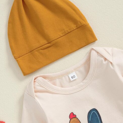 Thanksgiving Baby Boy Outfit Turkey Long Sleeve Romper Solid Color Pants Newborn Thanksgiving Clothes Set with Hat in Saudi Arabia