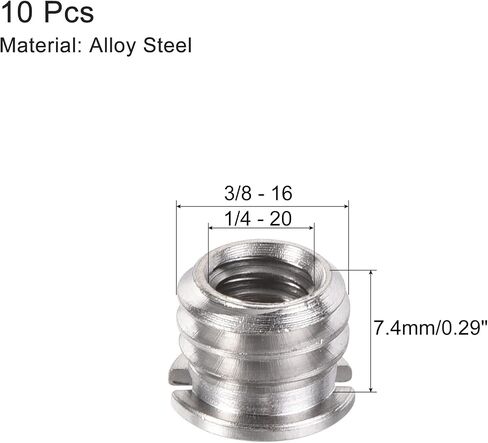 uxcell 1/4" Female to 3/8" Male Convert Screw Adapter 0.29" Height for Camera Tripod Alloy Steel Through Hole 10Pcs in Saudi Arabia