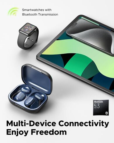 سماعات رأس Power1 مفتوحة الأذن، سماعات أذن لاسلكية بلوتوث 5.3 مع خطاف أذن لراحة طويلة الأمد، صوت ممتاز مع محرك 16.2 ملم، مكالمات واضحة من Dul Mic، وقت تشغيل 47 ساعة، مقاوم للعرق للتمرينات in Saudi Arabia