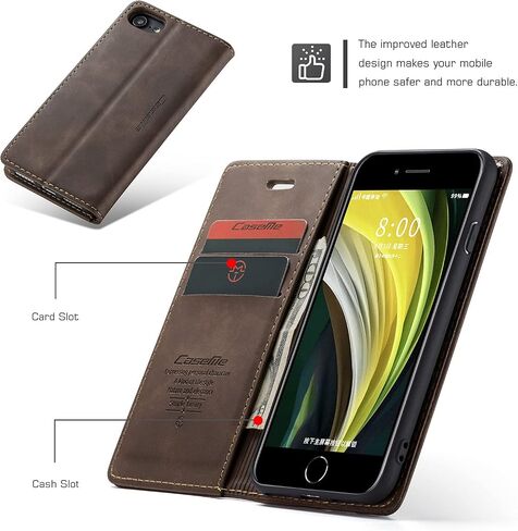 UEEBAI Wallet Case for iPhone 6 Plus iPhone 6S Plus, Premium PU Leather Case Vintage Matte Wallet Flip Cover [Card Slots] [Magnetic Closure] Stand Function Folio Shockproof Full Protection - Coffee in Saudi Arabia