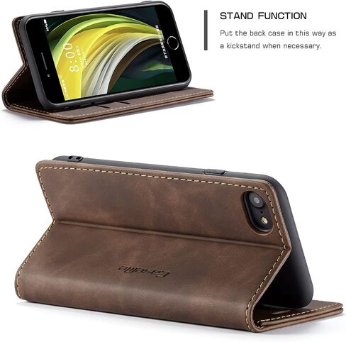UEEBAI Wallet Case for iPhone 6 Plus iPhone 6S Plus, Premium PU Leather Case Vintage Matte Wallet Flip Cover [Card Slots] [Magnetic Closure] Stand Function Folio Shockproof Full Protection - Coffee in Saudi Arabia