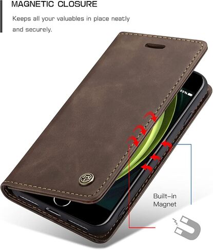 UEEBAI Wallet Case for iPhone 6 Plus iPhone 6S Plus, Premium PU Leather Case Vintage Matte Wallet Flip Cover [Card Slots] [Magnetic Closure] Stand Function Folio Shockproof Full Protection - Coffee in Saudi Arabia