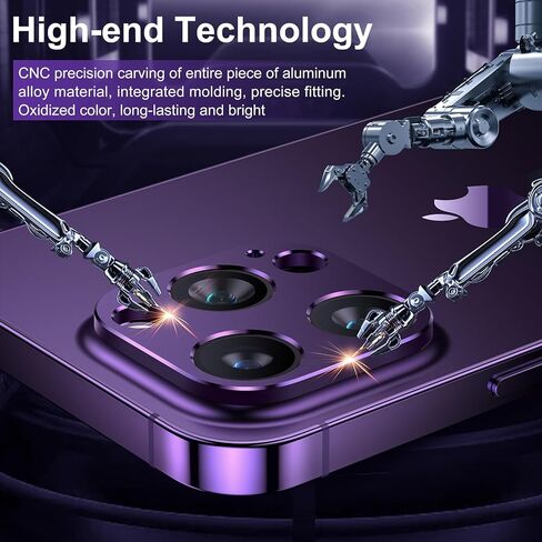 Mothca 2 Pack Camera Lens Protector for iPhone 14 Pro/iPhone 14 Pro Max Matte Alloy Camera Cover [No Affect Photo Quality] No Lens Metal Ring Strong Adhesion Camera Protector Case Friendly (Black) in Kuwait