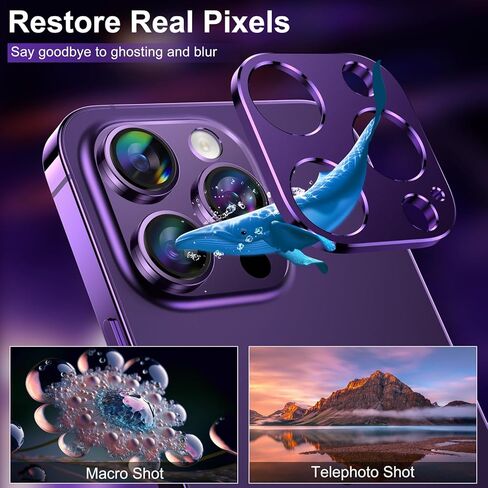 Mothca 2 Pack Camera Lens Protector for iPhone 14 Pro/iPhone 14 Pro Max Matte Alloy Camera Cover [No Affect Photo Quality] No Lens Metal Ring Strong Adhesion Camera Protector Case Friendly (Black) in Kuwait