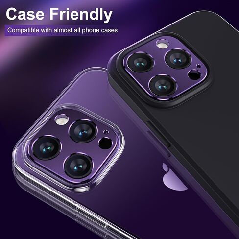 Mothca 2 Pack Camera Lens Protector for iPhone 14 Pro/iPhone 14 Pro Max Matte Alloy Camera Cover [No Affect Photo Quality] No Lens Metal Ring Strong Adhesion Camera Protector Case Friendly (Black) in Kuwait