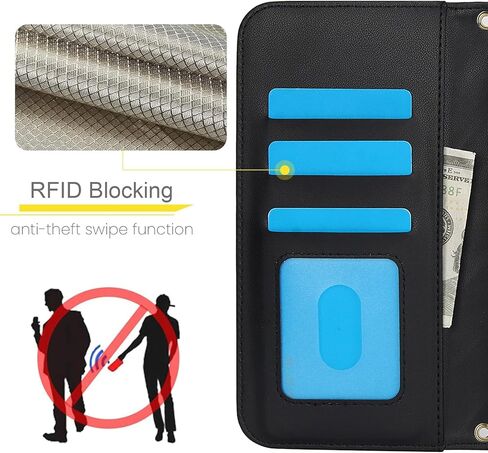 Asuwish Phone Case for Samsung Galaxy A15 5G/4G Wallet Cover with Tempered Glass Screen Protector and RFID Card Holder Slot Stand Wrist Strap Cell Accessories Mobile A 15 G5 15A Women Men Black in Saudi Arabia