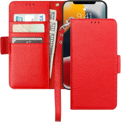 حافظة محفظة Bocasal لهاتف iPhone 13 Pro Max 5G، تدعم الجلد الأصلي الشحن اللاسلكي RFID وحامل فتحات بطاقات، حامل كتاب مسند قابل للطي مع حزام معصم 6.7 بوصة (أزرق ملكي) in Kuwait