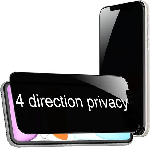 2 Pack 360 Degree Privacy Tempered Glass for iPhone 17 Pro Max Anti-Spy 4 Directions Screen Protector Film 6.9 inch in Kuwait