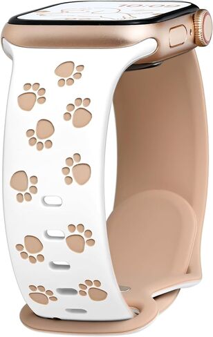 متوافق مع أحزمة ساعة Apple Watch الأنيقة للنساء والرجال مقاس 40 مم 41 مم 38 مم، أحزمة Paw iWatch ذات لونين لساعة Apple Watch Ultra 2 1 SE Series 10 9 8 7 6 5 4 3 2 1 سوار رياضي (أبيض وشاي الحليب) in Kuwait