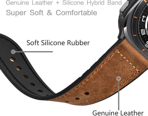 Compatible with Samsung Galaxy Watch Ultra 47mm Band,Sweatproof Genuine Leather and Rubber Hybrid Band Strap Compatible with Galaxy Watch Ultra Band (2024) in Saudi Arabia
