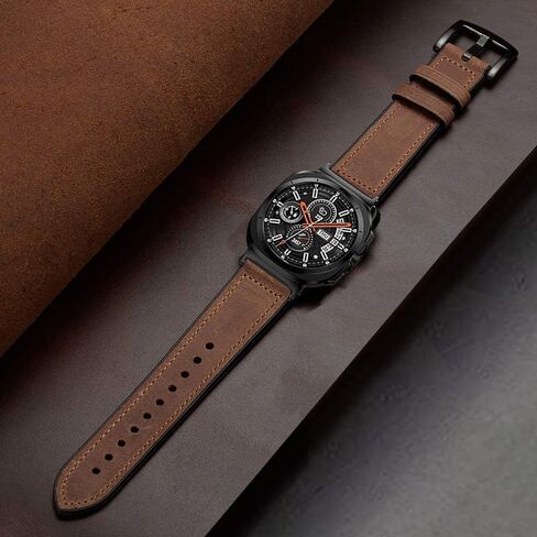Compatible with Samsung Galaxy Watch Ultra 47mm Band,Sweatproof Genuine Leather and Rubber Hybrid Band Strap Compatible with Galaxy Watch Ultra Band (2024) in Saudi Arabia