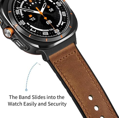 Compatible with Samsung Galaxy Watch Ultra 47mm Band,Sweatproof Genuine Leather and Rubber Hybrid Band Strap Compatible with Galaxy Watch Ultra Band (2024) in Saudi Arabia