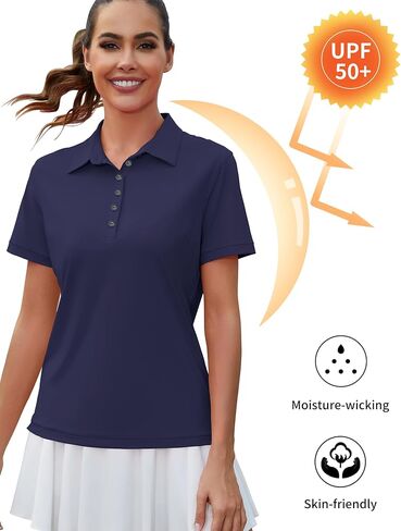 Becotal Women's White Golf Polo Shirts Short Sleeve Ladies 6-Button Collared Shirt UPF 50 Sun Protection Tops, Moisture Wicking XX-Large in Saudi Arabia