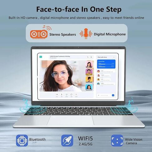 thunderb E156S 15.6" Laptop - Intel Quad-Core, 8GB RAM, 512GB SSD, Windows 11 Pro, Fingerprint, Backlit Keyboard, HDMI, Bluetooth, USB 3.0, HD Webcam, Superior Sound in Saudi Arabia