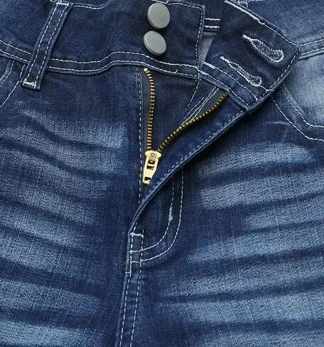 بنطال جينز نسائي ضيق قابل للتمدد متوسط ​​الخصر بقصة ضيقة عند الكاحل ومطرز عصري من قماش الدنيم مع جيب in Kuwait