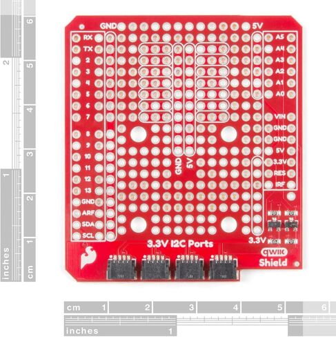 SparkFun Qwiic Shield متوافق مع Arduino-Simple لدمج نظام Qwiic Connect مع نظام البصمة R3 I2C 4 منافذ تركيب 3 × 1 قضبان طاقة وحافلات أرضية تحول 5V-3.3V مطلوب لحام in Saudi Arabia