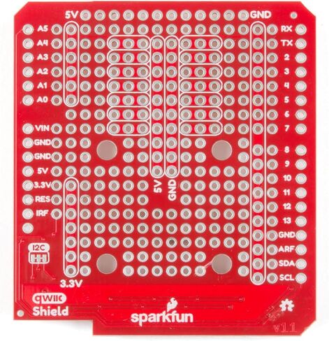 SparkFun Qwiic Shield متوافق مع Arduino-Simple لدمج نظام Qwiic Connect مع نظام البصمة R3 I2C 4 منافذ تركيب 3 × 1 قضبان طاقة وحافلات أرضية تحول 5V-3.3V مطلوب لحام in Saudi Arabia