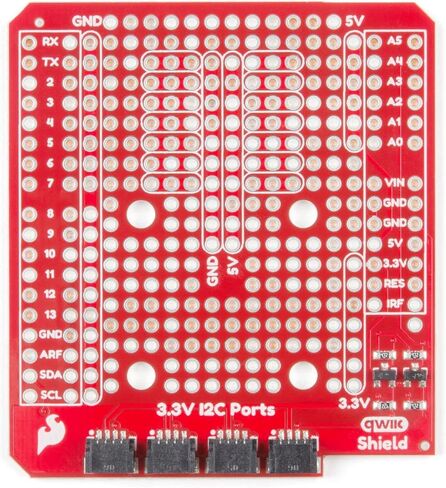SparkFun Qwiic Shield متوافق مع Arduino-Simple لدمج نظام Qwiic Connect مع نظام البصمة R3 I2C 4 منافذ تركيب 3 × 1 قضبان طاقة وحافلات أرضية تحول 5V-3.3V مطلوب لحام in Saudi Arabia