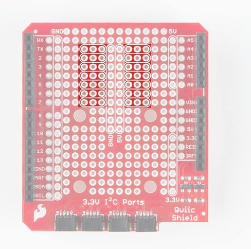 SparkFun Qwiic Shield متوافق مع Arduino-Simple لدمج نظام Qwiic Connect مع نظام البصمة R3 I2C 4 منافذ تركيب 3 × 1 قضبان طاقة وحافلات أرضية تحول 5V-3.3V مطلوب لحام in Saudi Arabia
