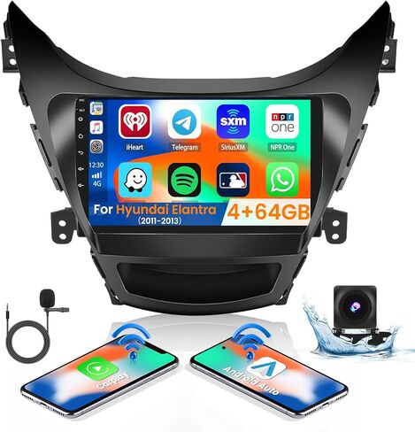 Hi-Fi 2+64G Android 13 Car Stereo Radio for Hyundai Elantra 2011-2013, 9'' HD Touch Screen with Wireless Apple CarPlay Android Auto, AHD Backup Camera, Mirror Link, GPS, WiFi in Kuwait