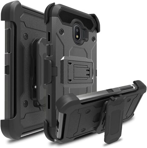 Lothartech for Samsung Galaxy J2 Pro Case with Tempered Glass, Military Grade Protection Rugged Cover with Belt Clip Holster Kickstand ShockProof Heavy Duty in Saudi Arabia