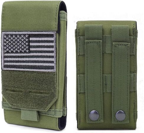Black Universal Tactical Molle Waterproof Mobile Phone Holster for iPhone 13 Pro Max/12 Pro Max/11 Pro Max/XS Max Less 6.7" Phone(Fits Otterbox/Survivor Protective Case on) with US Flag Patch in Kuwait