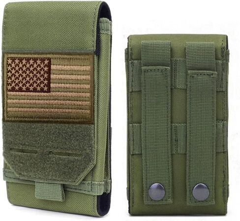 Black Universal Tactical Molle Waterproof Mobile Phone Holster for iPhone 13 Pro Max/12 Pro Max/11 Pro Max/XS Max Less 6.7" Phone(Fits Otterbox/Survivor Protective Case on) with US Flag Patch in Kuwait