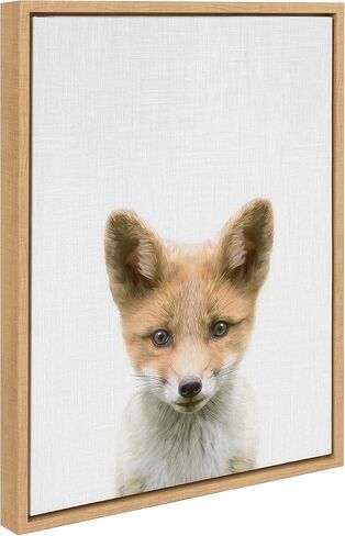 لوحة فنية جدارية من القماش مؤطرة من Kate and Laurel Sylvie Baby Fox من تصميم Simon Te of Tai Prints، مقاس 18 × 24، ديكور جداري فني على شكل حيوان رائع in Saudi Arabia