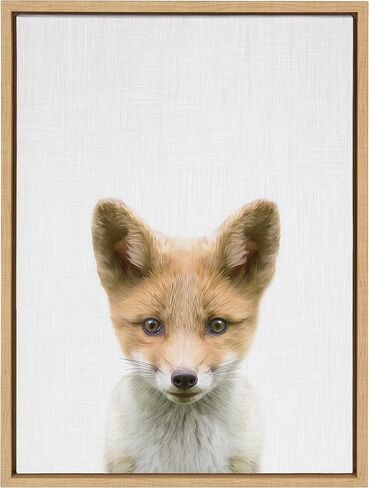 لوحة فنية جدارية من القماش مؤطرة من Kate and Laurel Sylvie Baby Fox من تصميم Simon Te of Tai Prints، مقاس 18 × 24، ديكور جداري فني على شكل حيوان رائع in Saudi Arabia