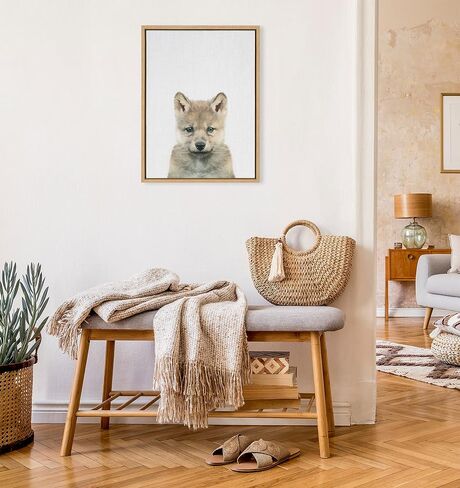لوحة فنية جدارية من القماش مؤطرة من Kate and Laurel Sylvie Baby Fox من تصميم Simon Te of Tai Prints، مقاس 18 × 24، ديكور جداري فني على شكل حيوان رائع in Saudi Arabia