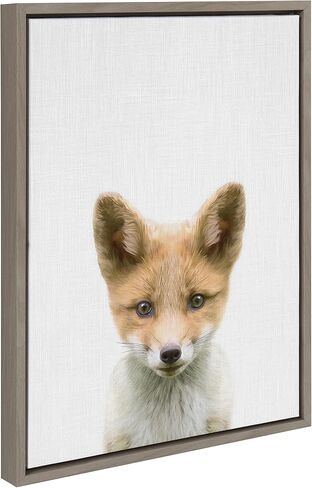 لوحة فنية جدارية من القماش مؤطرة من Kate and Laurel Sylvie Baby Fox من تصميم Simon Te of Tai Prints، مقاس 18 × 24، ديكور جداري فني على شكل حيوان رائع in Saudi Arabia