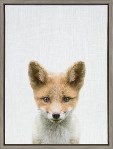 لوحة فنية جدارية من القماش مؤطرة من Kate and Laurel Sylvie Baby Fox من تصميم Simon Te of Tai Prints، مقاس 18 × 24، ديكور جداري فني على شكل حيوان رائع in Saudi Arabia