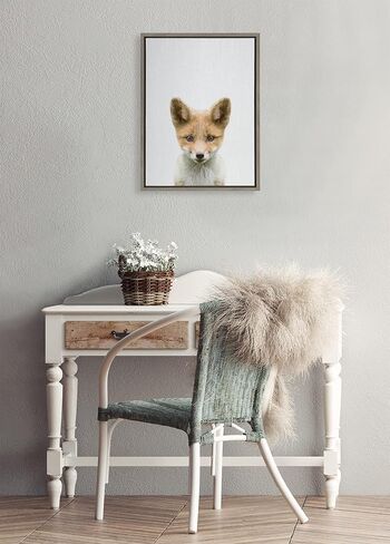 لوحة فنية جدارية من القماش مؤطرة من Kate and Laurel Sylvie Baby Fox من تصميم Simon Te of Tai Prints، مقاس 18 × 24، ديكور جداري فني على شكل حيوان رائع in Saudi Arabia