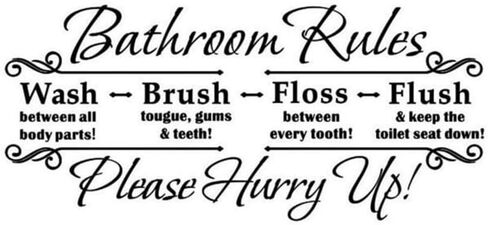 VICASKY Bathroom Rules Wall Decal Mural Decor Vinyl Quotes Sticker Wash Washroom Toilet WC Sign Wall Art Decor for Home Bathroom in Saudi Arabia