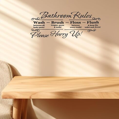 VICASKY Bathroom Rules Wall Decal Mural Decor Vinyl Quotes Sticker Wash Washroom Toilet WC Sign Wall Art Decor for Home Bathroom in Saudi Arabia