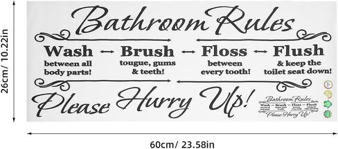 VICASKY Bathroom Rules Wall Decal Mural Decor Vinyl Quotes Sticker Wash Washroom Toilet WC Sign Wall Art Decor for Home Bathroom in Saudi Arabia