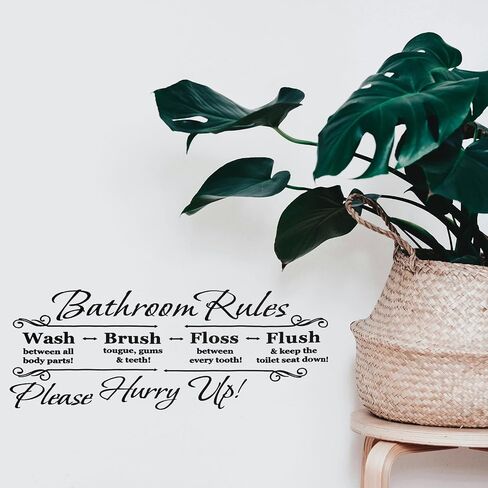VICASKY Bathroom Rules Wall Decal Mural Decor Vinyl Quotes Sticker Wash Washroom Toilet WC Sign Wall Art Decor for Home Bathroom in Saudi Arabia
